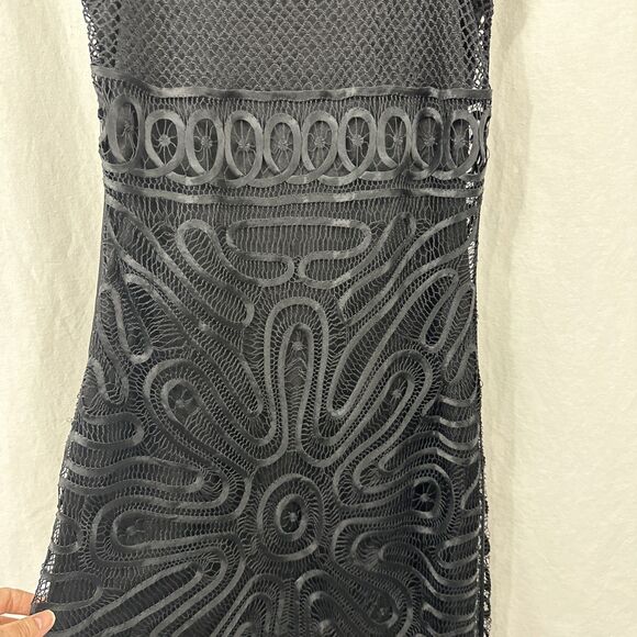 Guess Collection Black Silk Embroidered Lace Fringe Slip Dress Womens S Whimsy - Picture 14 of 14